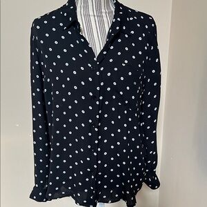 Philosophy Black and White Polka Dot Button-Down Shirt